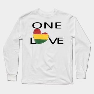 One Love Rasta Reggae Heart Long Sleeve T-Shirt